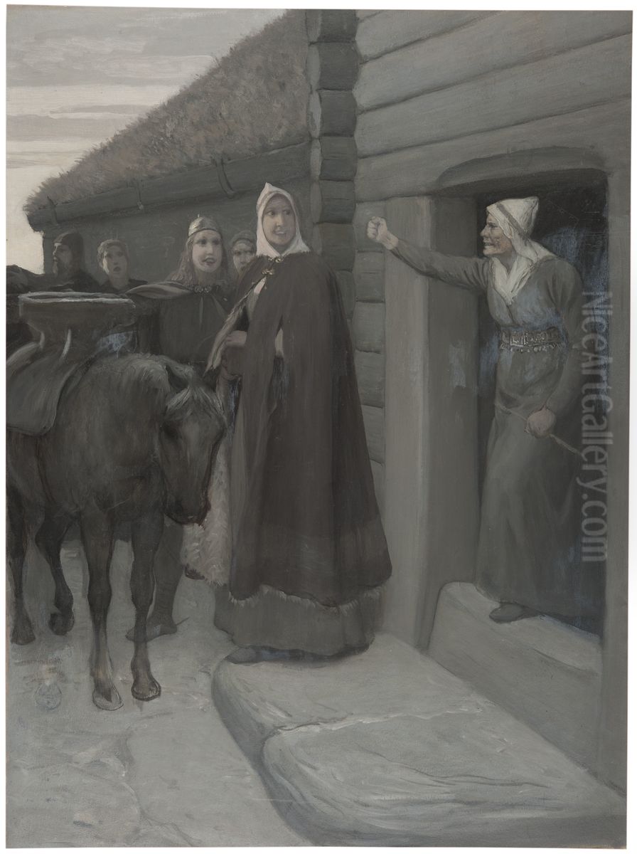 Illustration for Njal's Saga Oil Painting by August Malmstrom