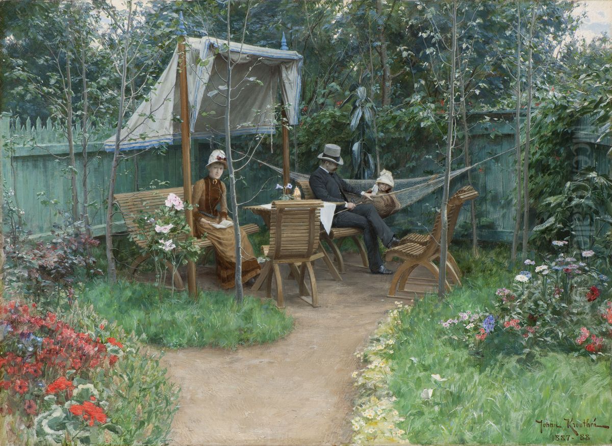 View of a Garden, Linkoping Oil Painting by Johan Krouthen
