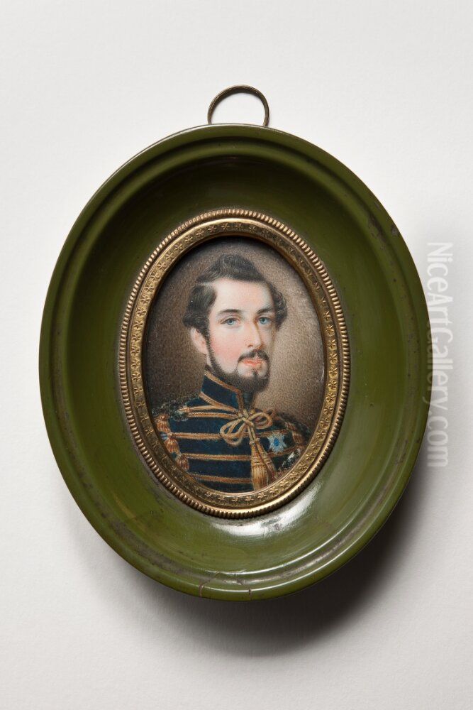 Karl XV (1826-1872), kung av Sverige och Norge, g.m. Lovisa, prinsessa av Nederlanderna Oil Painting by Johan Way