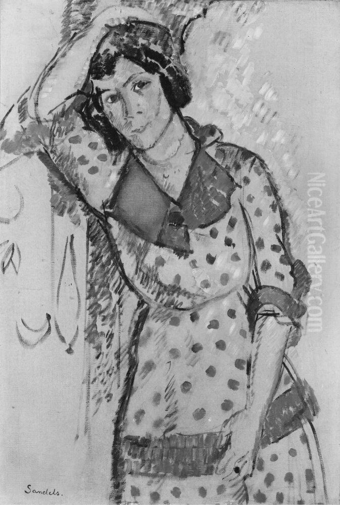 Sigrid Hjerten (1885-1948), artist, married to Isaac Grunewald Oil Painting by Gosta Sandels