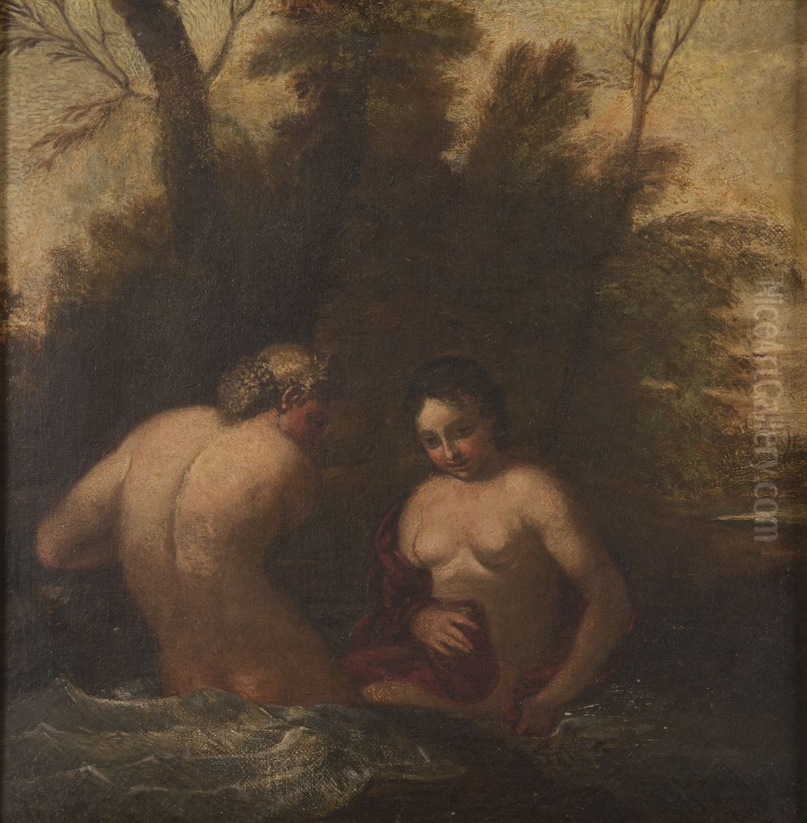 Tva badande nymfer Oil Painting by Francesco Albani