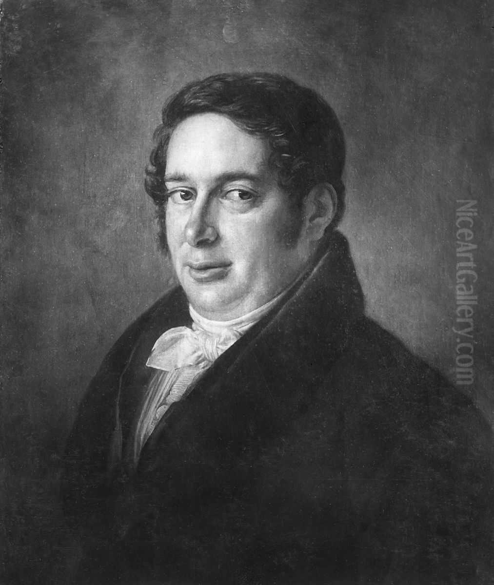Samuel Nehemias Bendix, 1784-1845 Oil Painting by Per Krafft the Younger