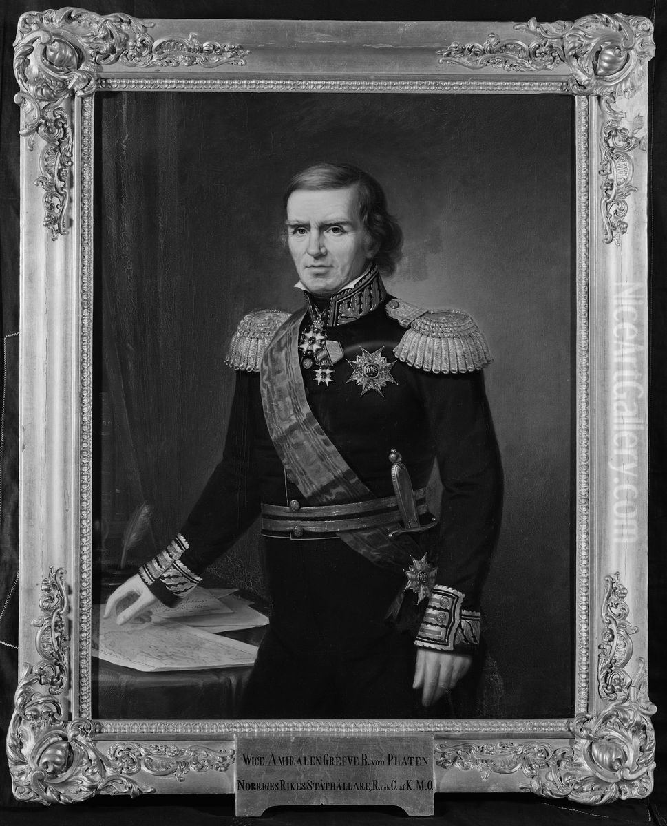 Baltzar Bogislaus von Platen Oil Painting by Olof Johan Sodermark