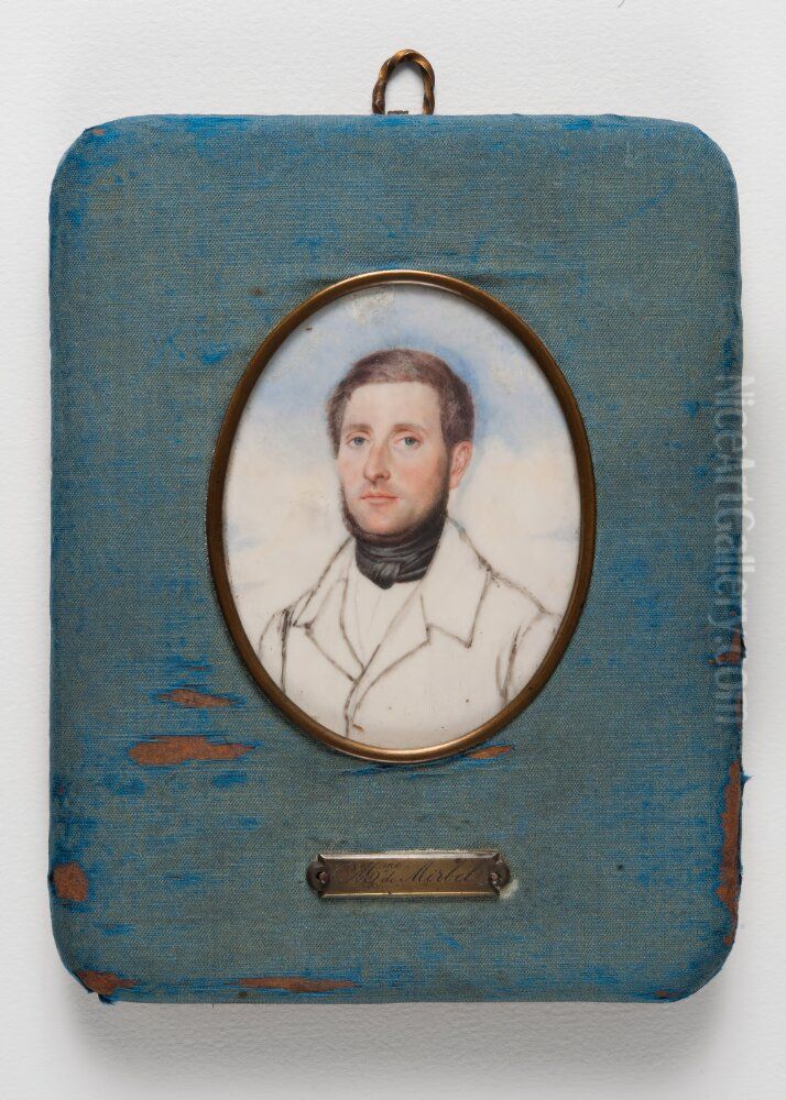 Unknown Man, Unfinished Portrait Oil Painting by Lizinska de Mirbel