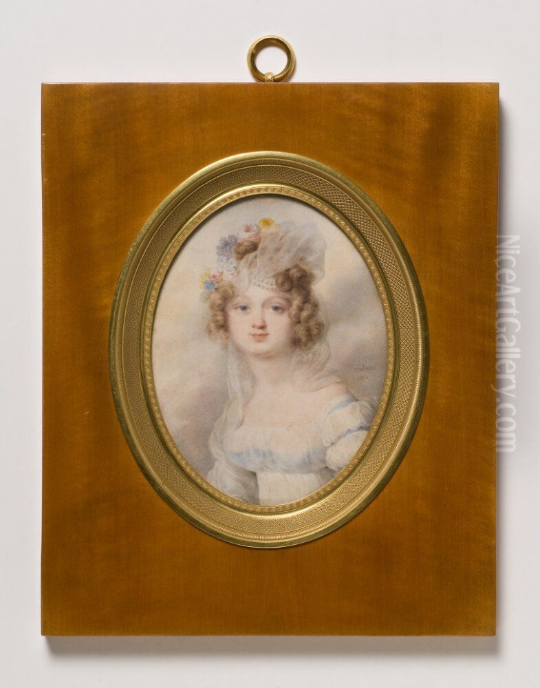 Micheline Bierzynska, Countess Oil Painting by Jean-Baptiste Isabey