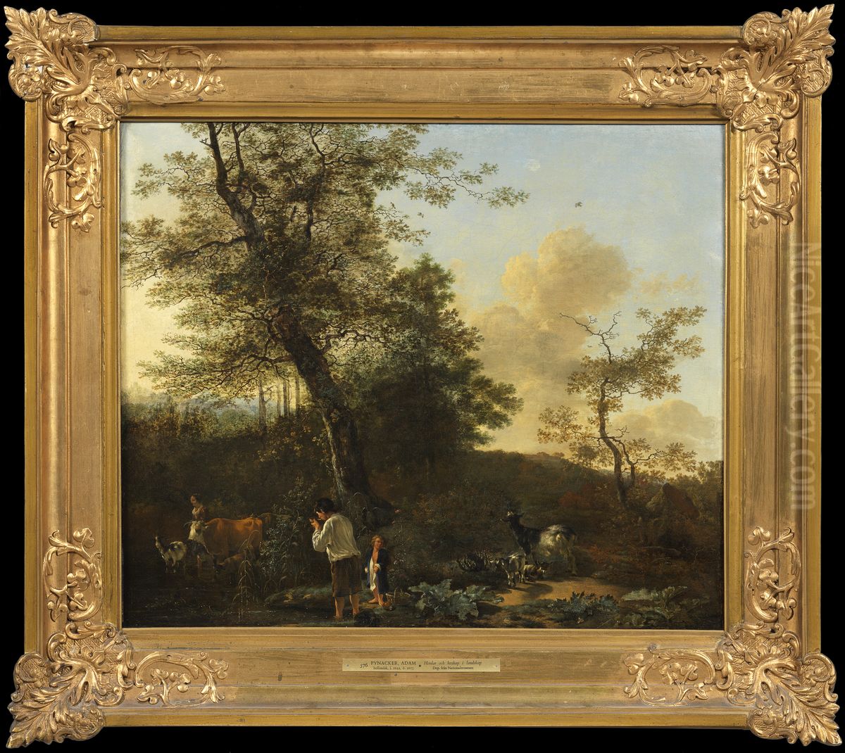Herdar och boskap i en hage Oil Painting by Adam Pynacker