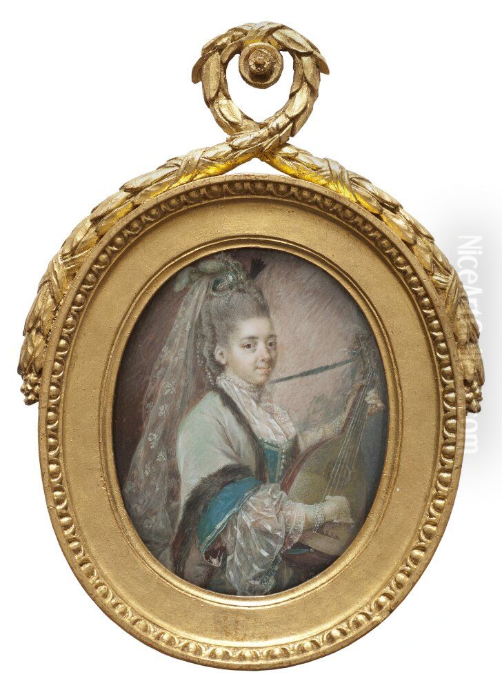 Magdelaine-Nicole-Julie Fromageau, m. des Roches, actress Oil Painting by Niclas Lafrensen