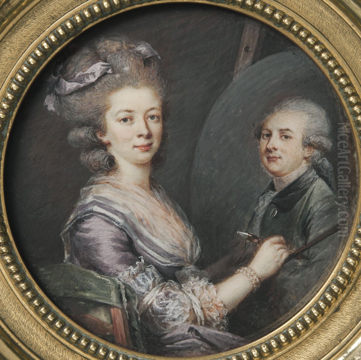 Madame Lefranc Painting the Portrait of her Husband Charles Lefranc Oil Painting by Adelaide Labille-Guiard