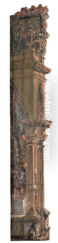 Kuliss for hogra delen av scenen, del av loggia Oil Painting by Louis Jean Desprez