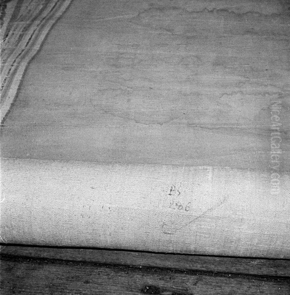 Fondvagg, palatsinterior med joniska kolonner och kupoltak Oil Painting by Erik Palmstedt