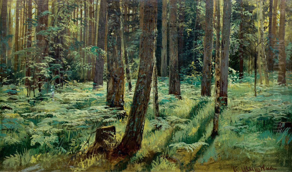 Ferns in the Forest. Siverskaya Oil Painting by Ivan Shishkin