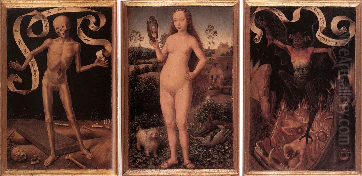 Earthly Vanity and Divine Salvation (obverse) Oil Painting by (manner of) Memling, Hans