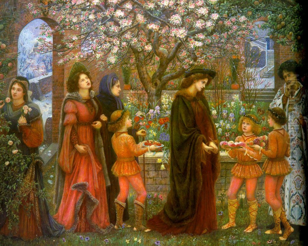 The Enchanted Garden of Messer Ansaldo Oil Painting by Marie Spartali Stillman