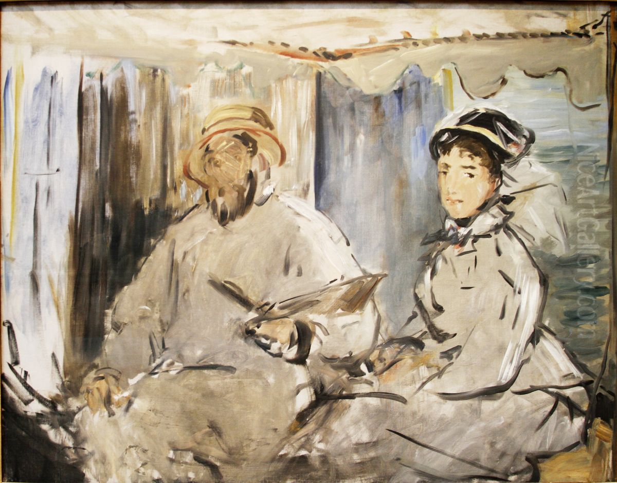 Monet in his Studio Oil Painting by Edouard Manet