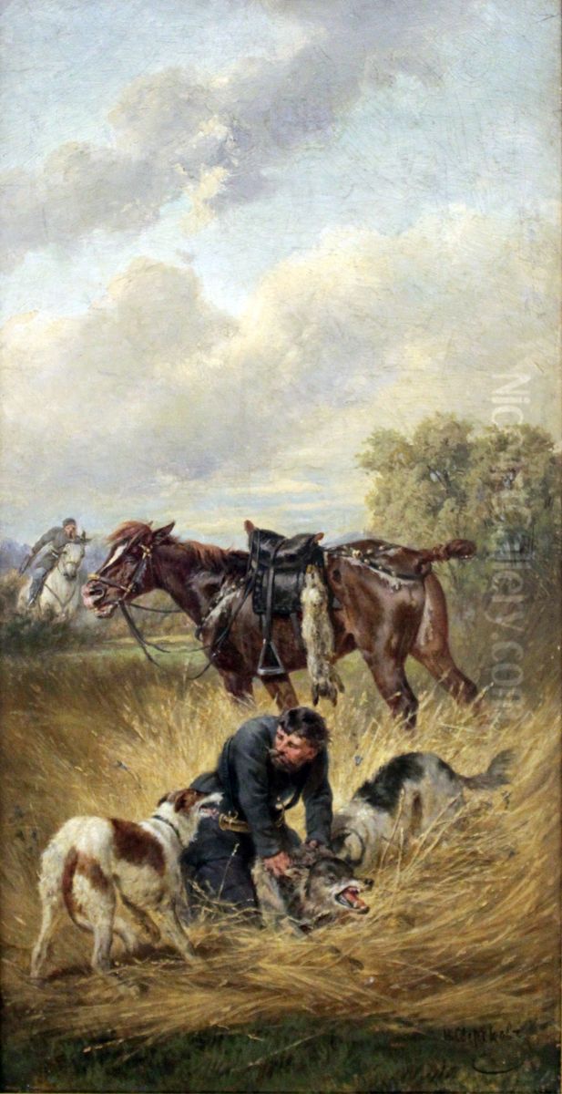 Hunting with hounds Oil Painting by Nikolai Sverchkov