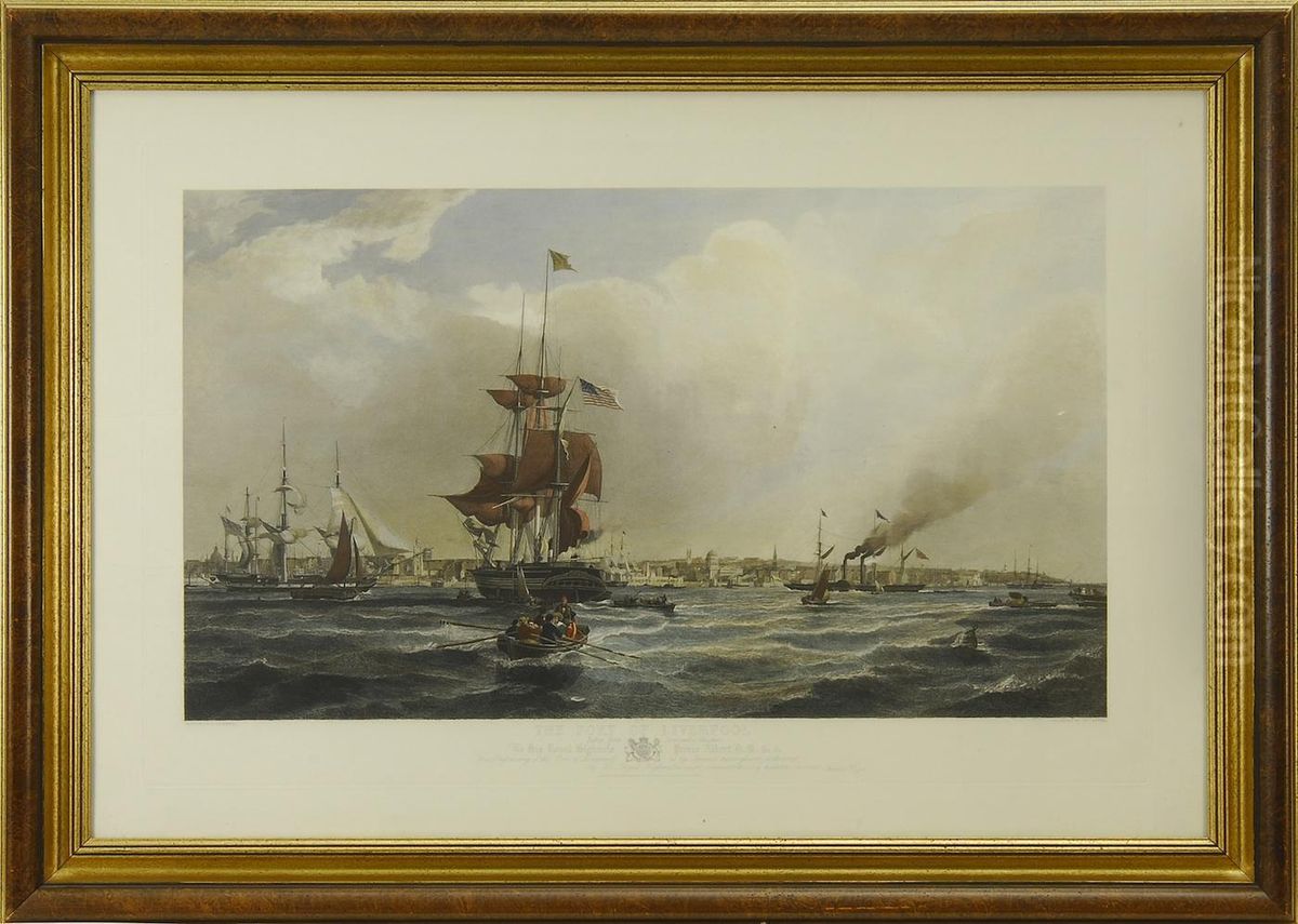 The Port Of Liverpool Taken From Seacombe Cheshire Oil Painting by George Chambers