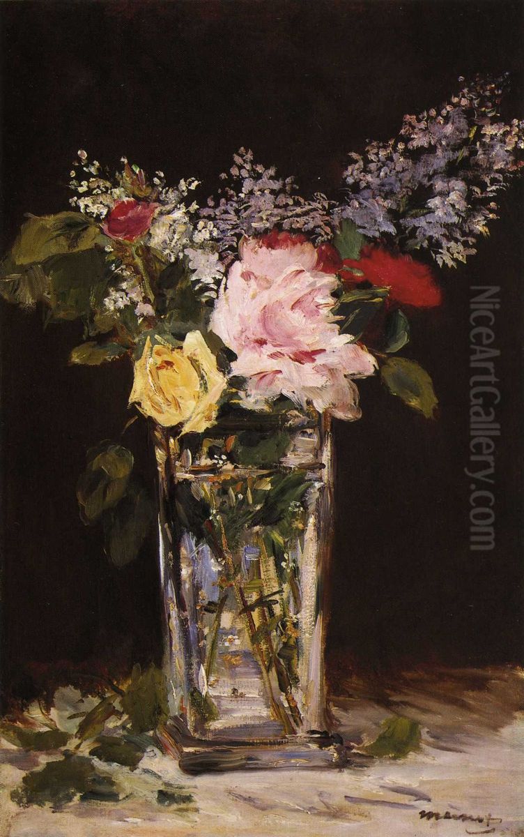Roses et lilas Oil Painting by Edouard Manet