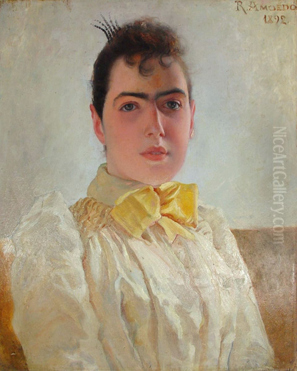 Bust of Mrs. Amoedo (Adelaide Amoedo, aged twenty) Oil Painting by Rodolfo Amoedo