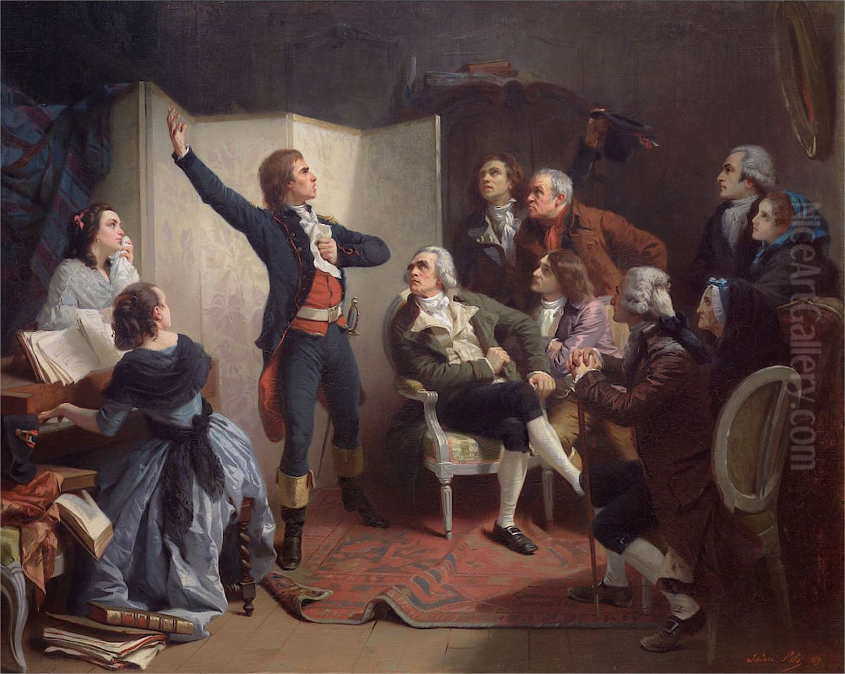 Rouget de l'Isle chantant pour la premiere fois la Marseillaise chez Dietrich, maire de Strasbourg Oil Painting by Isidore Pils