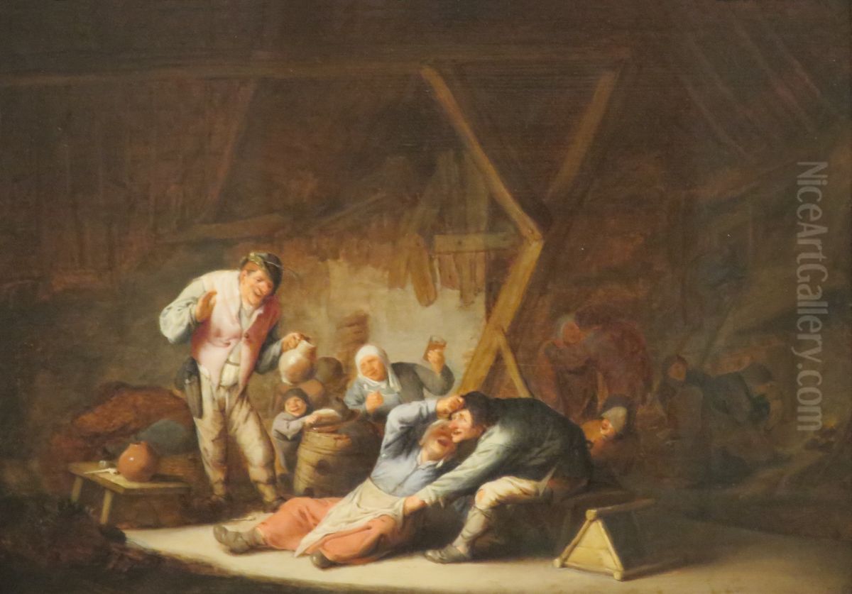 Carousing Peasants Oil Painting by Adriaen van Ostade