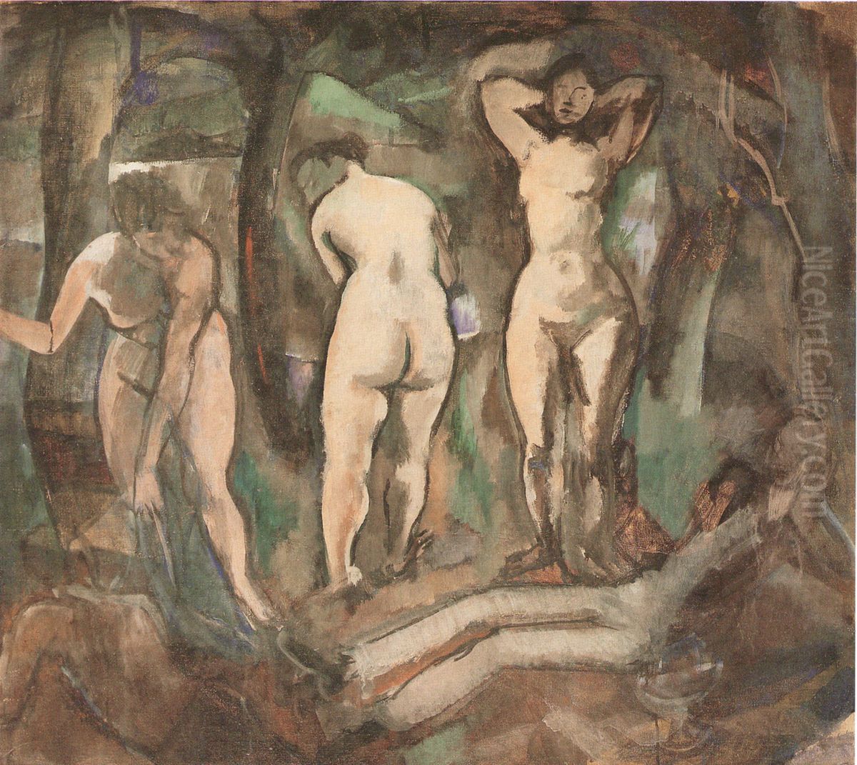 Tri akty v krajine - Pariduv soud Oil Painting by Georges Kars