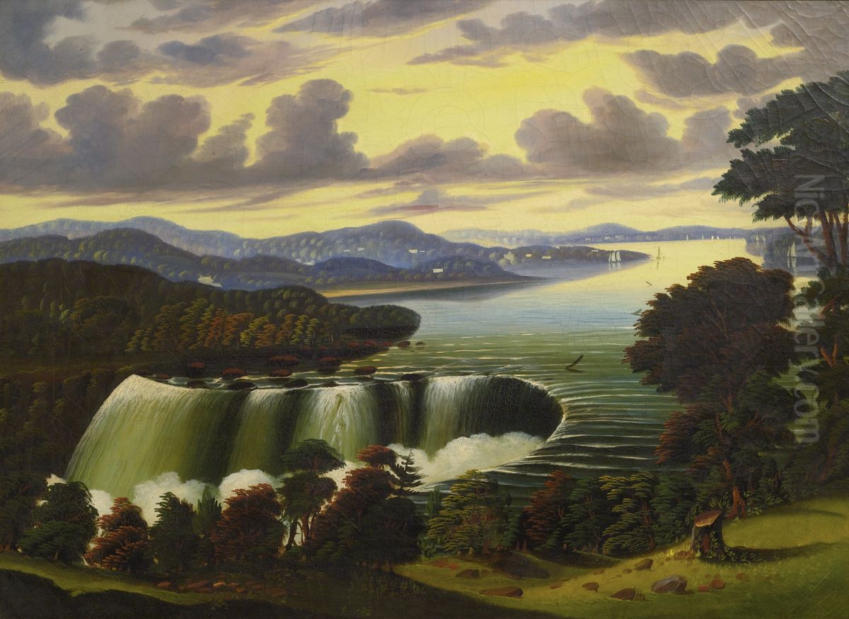 Niagara Falls Viewed From Goat Island Oil Painting by Thomas Chambers
