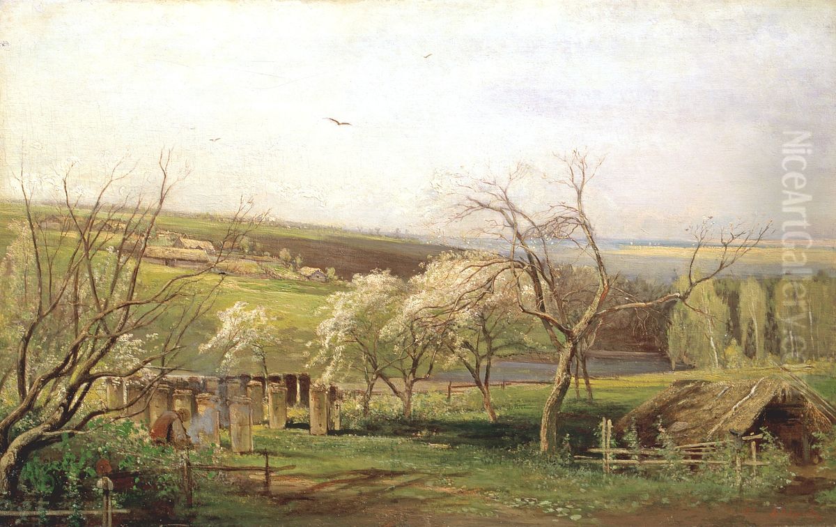 Fruhling, Dorfansicht Oil Painting by Alexei Kondratievich Savrasov