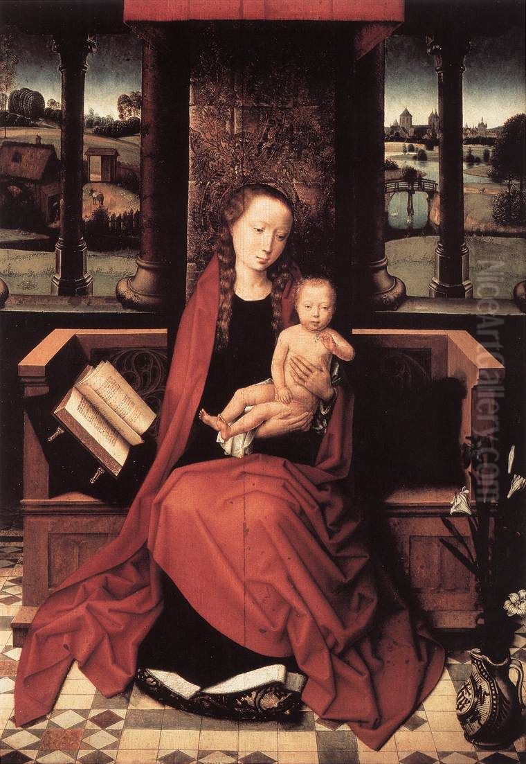 Virgin and Child Enthroned Oil Painting by (manner of) Memling, Hans