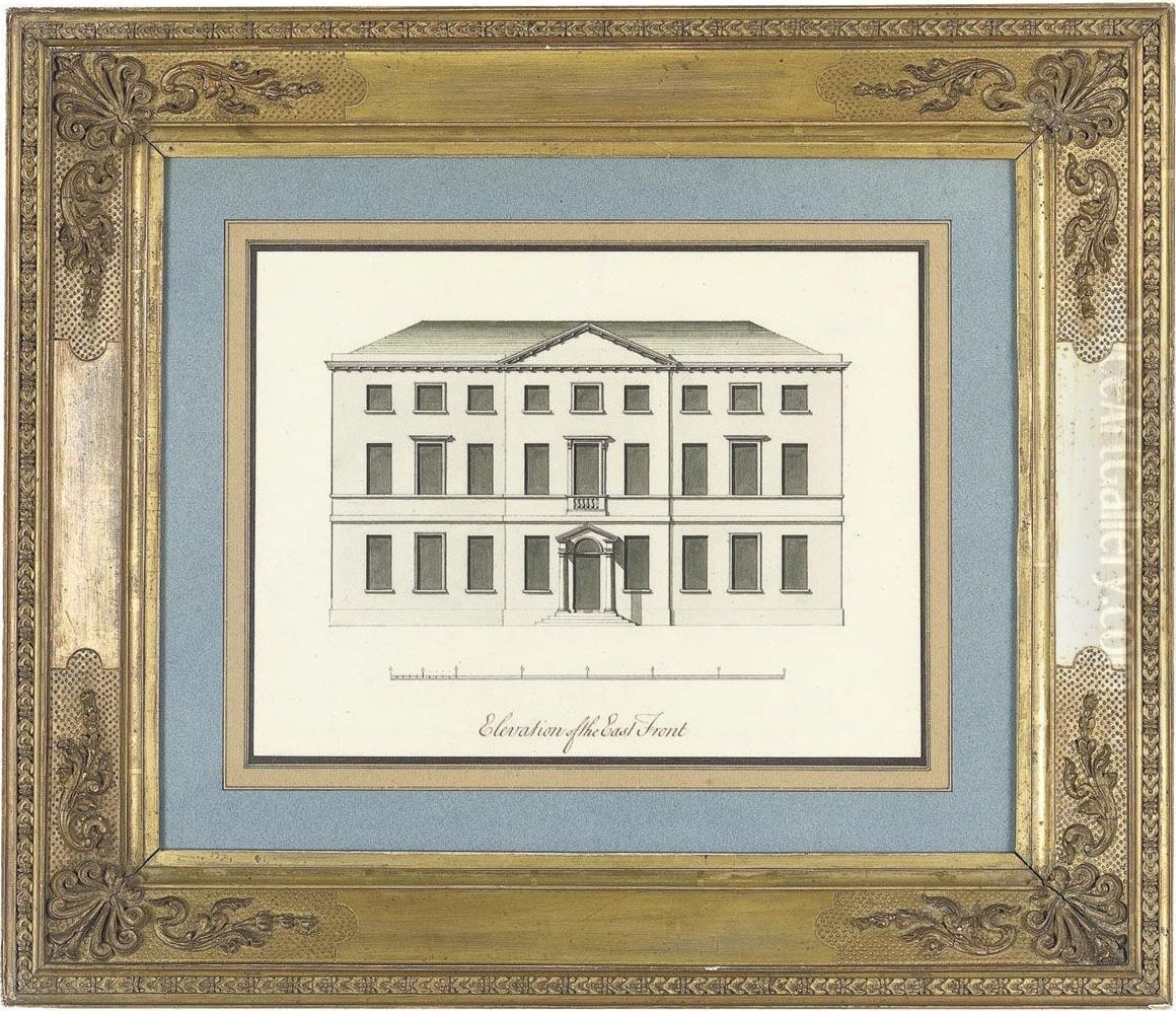 Elevation For The East Front, Thought To Be For Enville Hall,staffordshire Oil Painting by Sir William Chambers