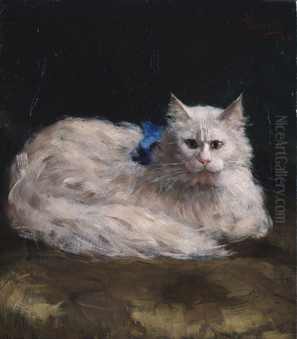 Angorakat Oil Painting by Ferdinand Oldewelt