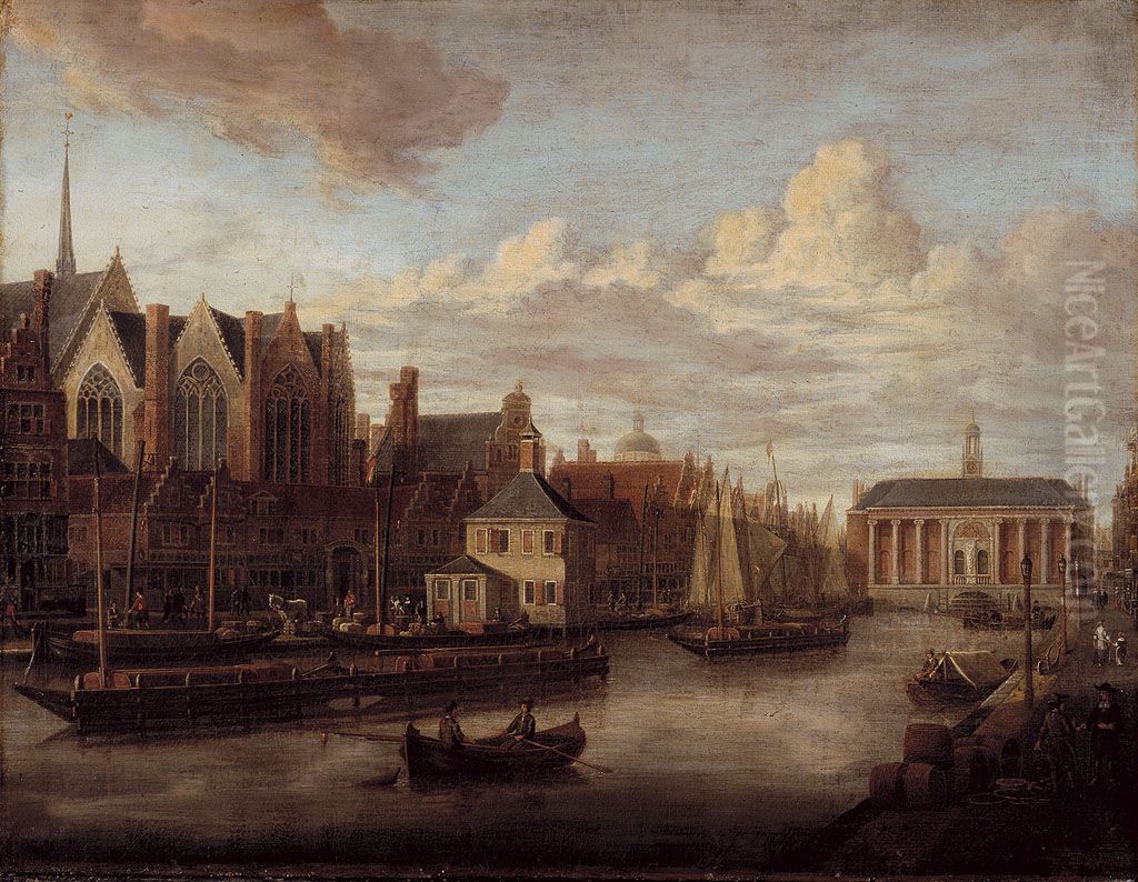 Het Rokin met de Beurs Oil Painting by Abraham Storck