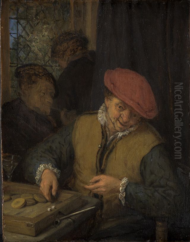 The tric-trac game Oil Painting by Adriaen van Ostade
