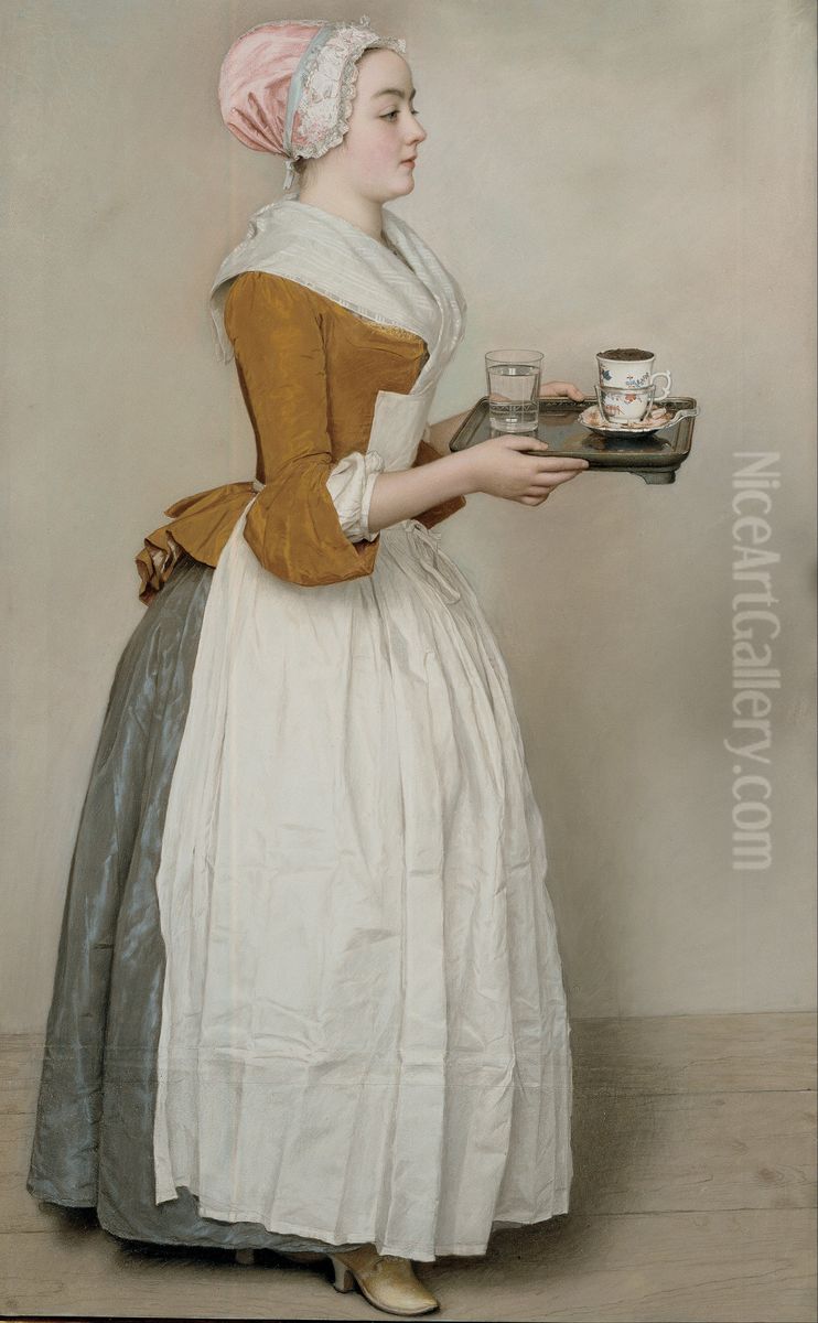 The Chocolate Girl Oil Painting by Jean-Etienne Liotard