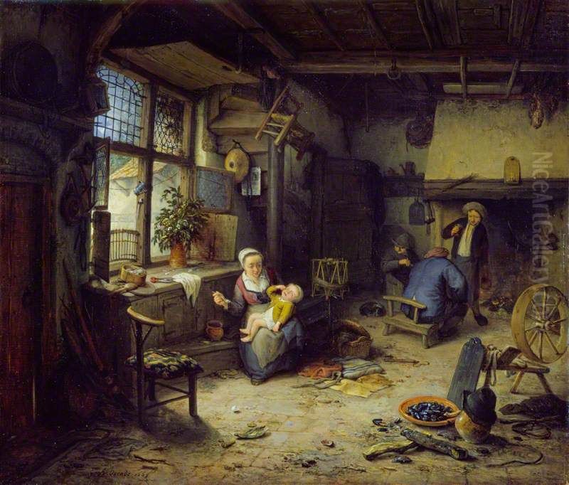 Interior with Peasants Oil Painting by Adriaen van Ostade