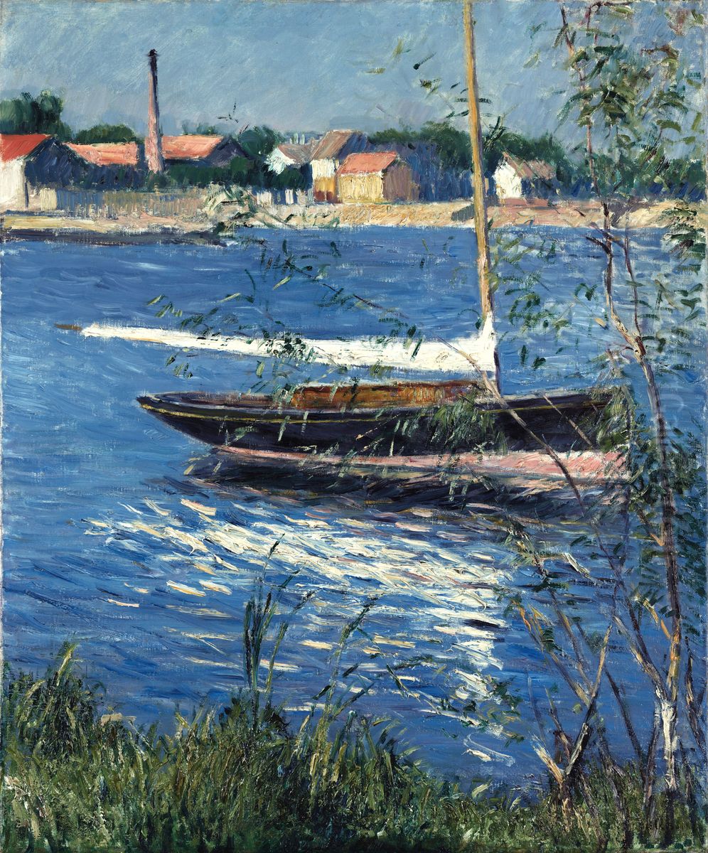 Bateau au mouillage sur la Seine a Argenteuil Oil Painting by Gustave Caillebotte