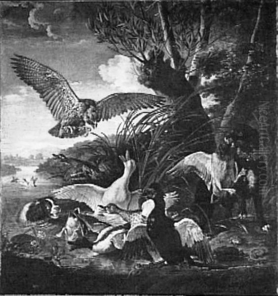 Hunting with the Falcon Oil Painting by David de Coninck
