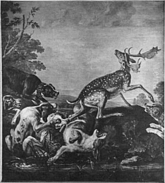 De hertenjacht Oil Painting by David de Coninck