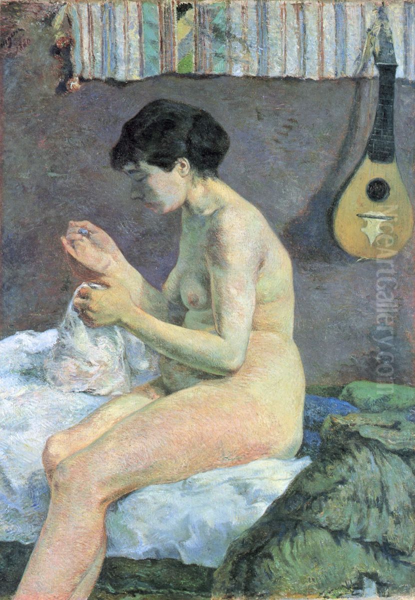 Study of a Nude (Suzanne Sewing) Oil Painting by Paul Gauguin