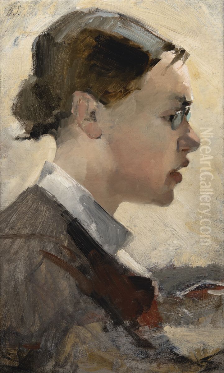 Helena Westermarckin muotokuva Oil Painting by Helene Schjerfbeck