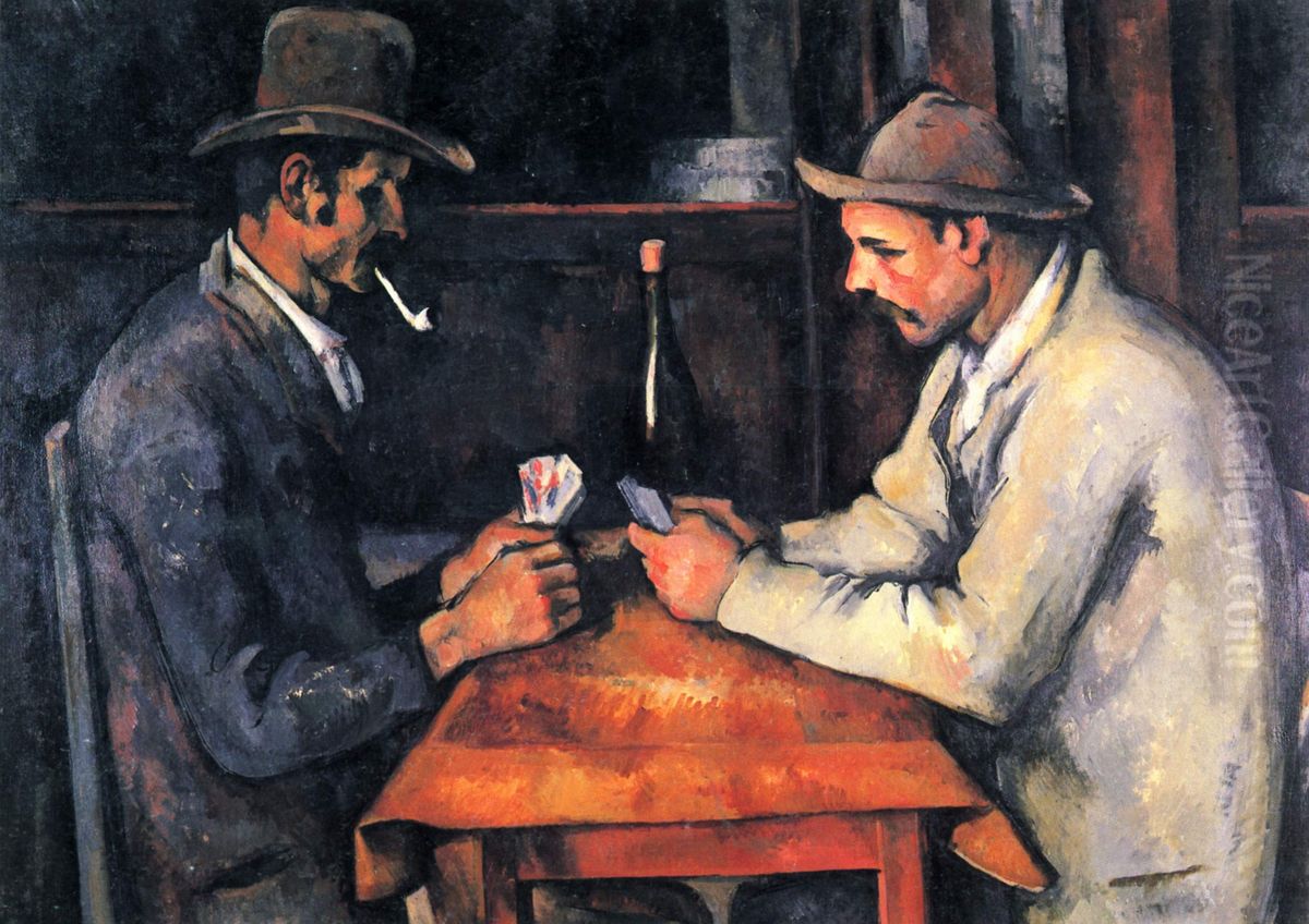 Zwei Kartenspieler Oil Painting by Paul Cezanne