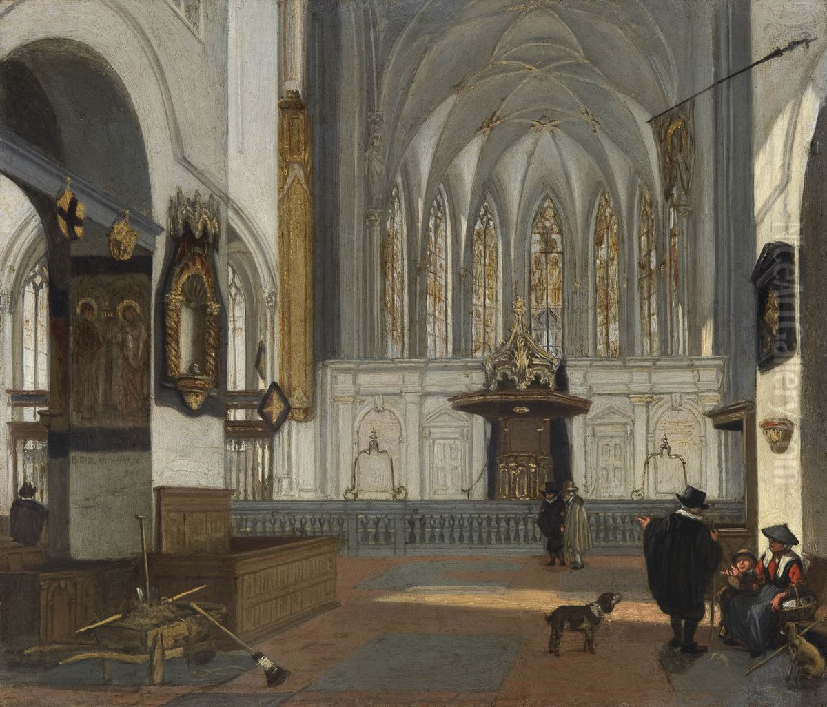 View of the Choir of the Janskerk in Utrecht Oil Painting by Emanuel de Witte