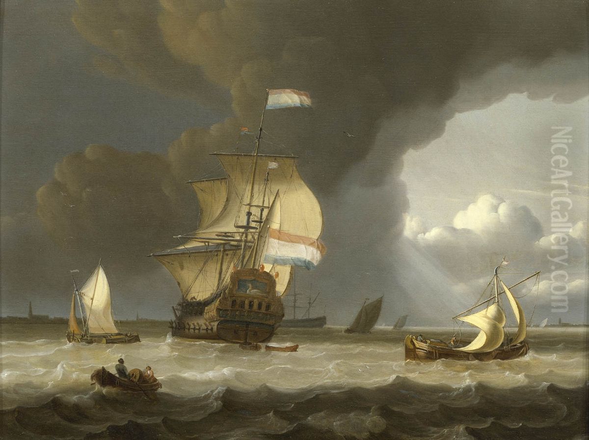 Schepen op de Scheldt Oil Painting by Jan Claesz Rietschoof