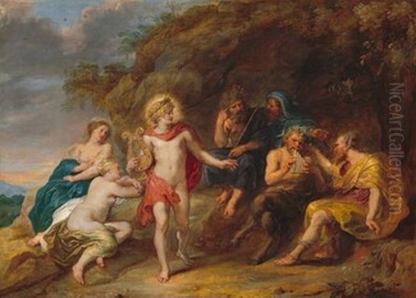 The Judgment of Midas Oil Painting by Jan van den Hoecke
