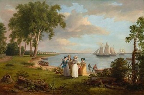 View of the Delaware near Philadelphia Oil Painting by Thomas Birch