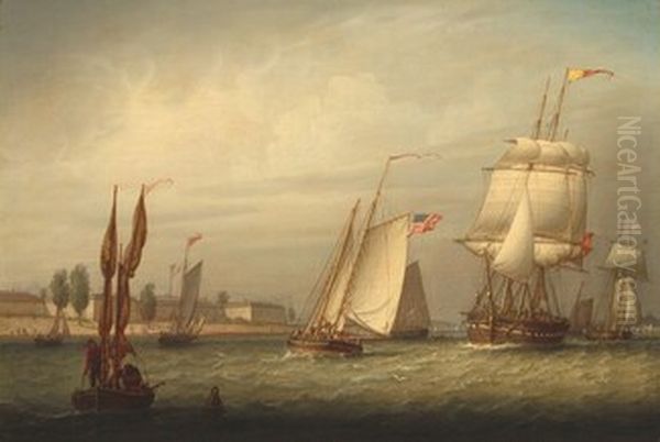 Boston Harbor Oil Painting by Robert Salmon