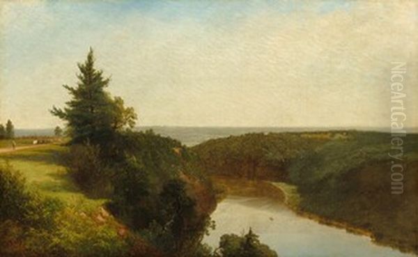 View on the Genesee near Mount Morris Oil Painting by John Frederick Kensett