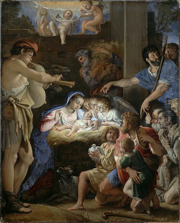 The Adoration of the Shepherds Oil Painting by Domenico Zampieri (Domenichino)