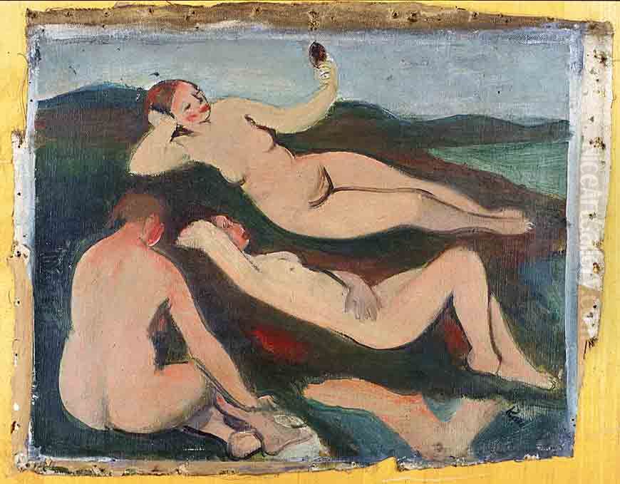 Three Nudes Oil Painting by Georges Kars