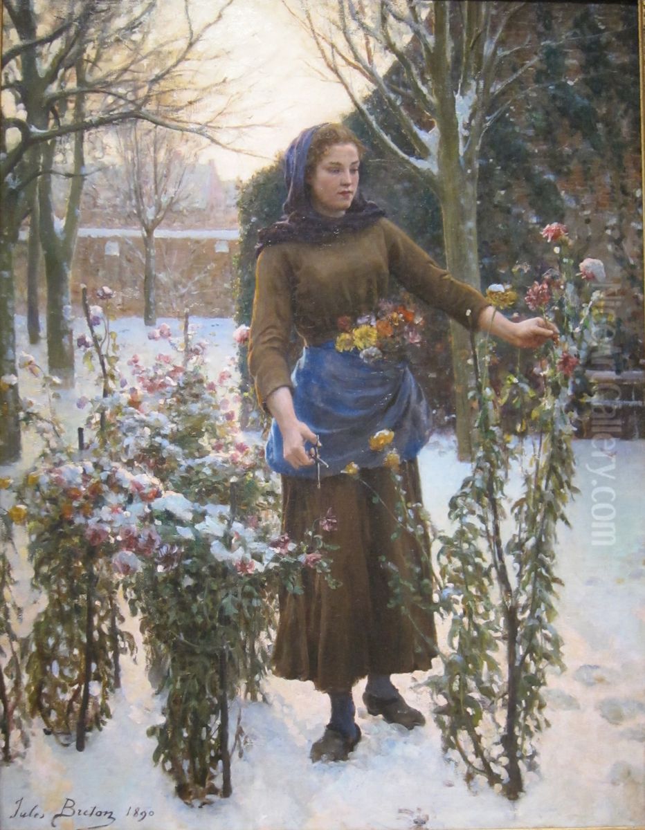 Last Flowers Oil Painting by Jules Breton