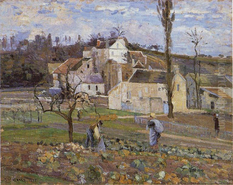 Cabbage Patch Near the Village Oil Painting by Camille Pissarro